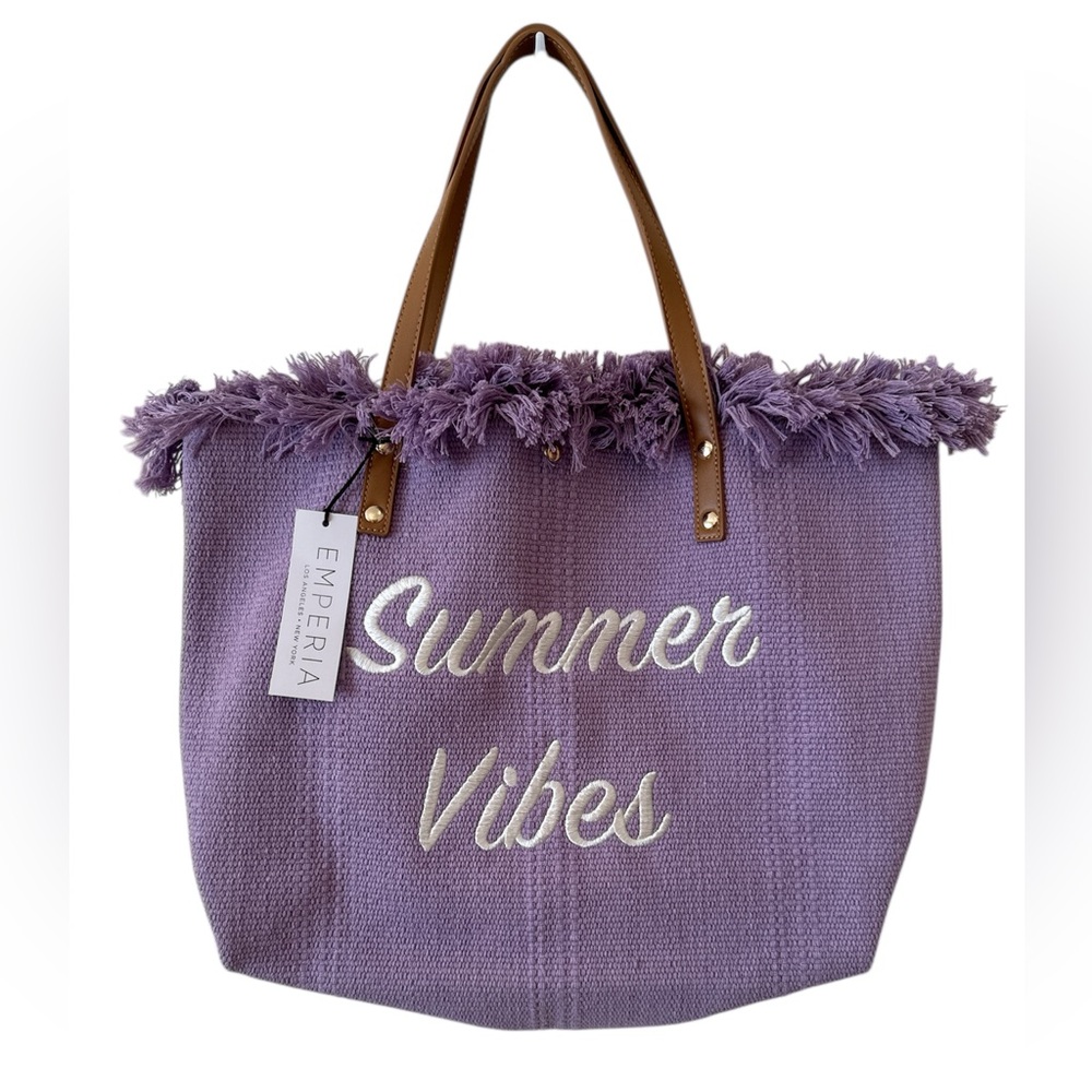🌸NWT🌸Purple and Brown Summer Vibes embroidered Tote